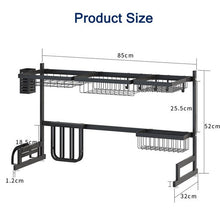 Load image into Gallery viewer, 2 Layers Multi-use Stainless Steel Dishes Rack Stready Sink Drain Plate Rack Kitchen Oragnizer Rack Dish Shelf Sink Drying Rack
