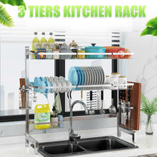 Load image into Gallery viewer, 3Tier Stainless Steel Kitchen Shelf Organizer Dishes Drying Rack Over Sink Drain Rack Kitchen Storage Countertop Utensils Holder
