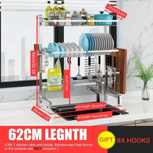 Load image into Gallery viewer, 3Tier Stainless Steel Kitchen Shelf Organizer Dishes Drying Rack Over Sink Drain Rack Kitchen Storage Countertop Utensils Holder
