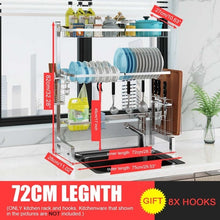 Load image into Gallery viewer, 3Tier Stainless Steel Kitchen Shelf Organizer Dishes Drying Rack Over Sink Drain Rack Kitchen Storage Countertop Utensils Holder
