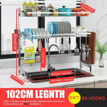 Load image into Gallery viewer, 3Tier Stainless Steel Kitchen Shelf Organizer Dishes Drying Rack Over Sink Drain Rack Kitchen Storage Countertop Utensils Holder
