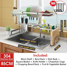 Load image into Gallery viewer, Stainless Steel Kitchen Shelf Organizer Dishes Drying Rack Over Sink Drain Rack Kitchen Storage Countertop Utensils Holder
