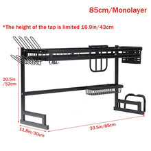 Load image into Gallery viewer, 1/2 Layers Multi-use Stainless Steel Tableware Sink Drain Rack Dish Rack Folding Kitchen Drain Rack Drying Storage Rack Black
